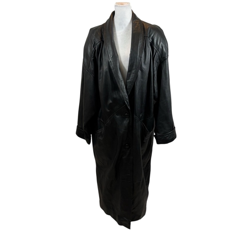 Jacqueline Ferrar Black Leather Long Coat